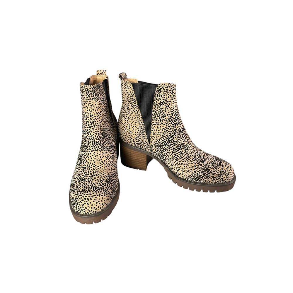 Mia Women’s Cheetah Print Chelsea Chunky Heel Boots Size-8M - Picture 2 of 9